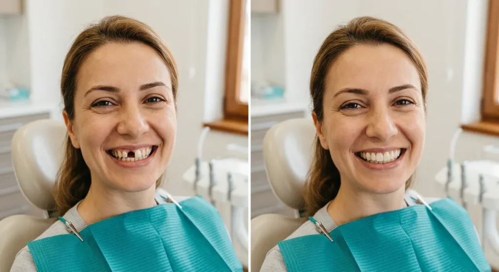 Before and after dental implant results